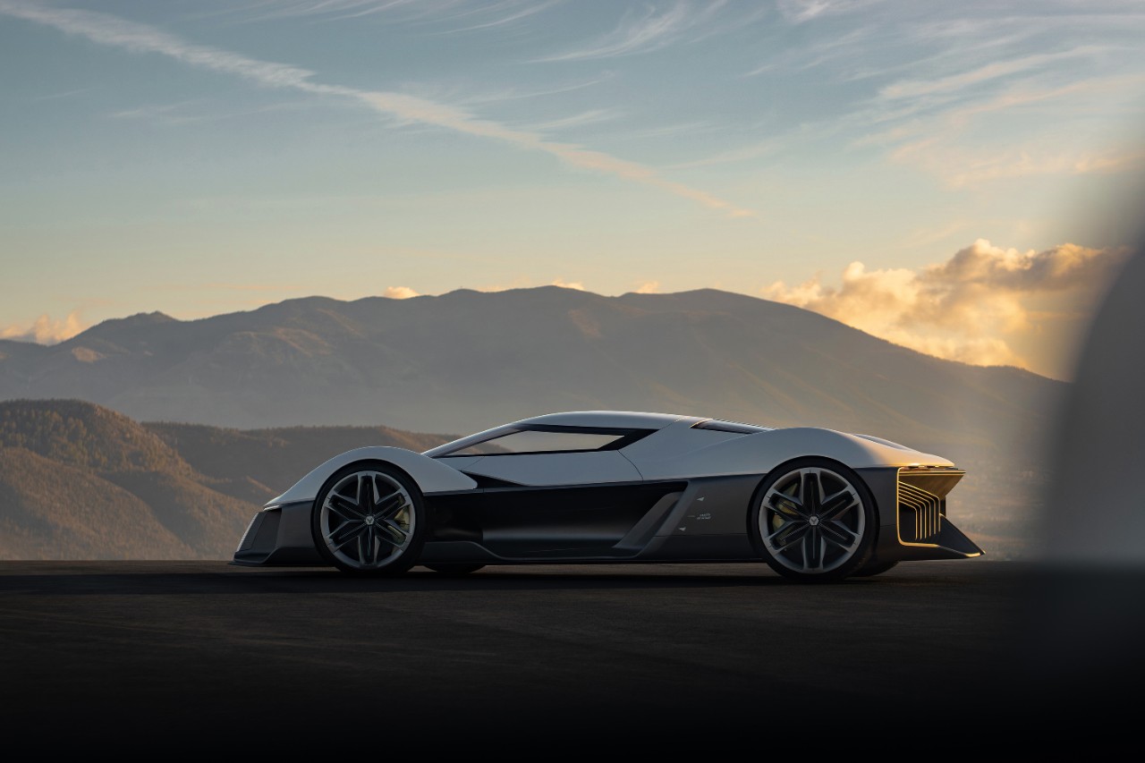El nuevo auto concpeto Chevrolet Corvette, vista lateral.