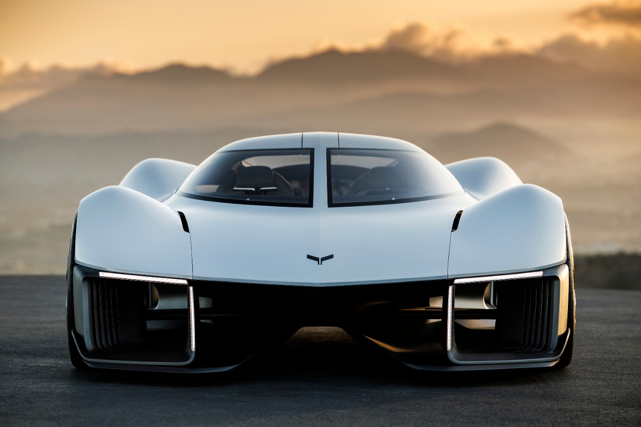 El nuevo auto concpeto Chevrolet Corvette, vista frontal.