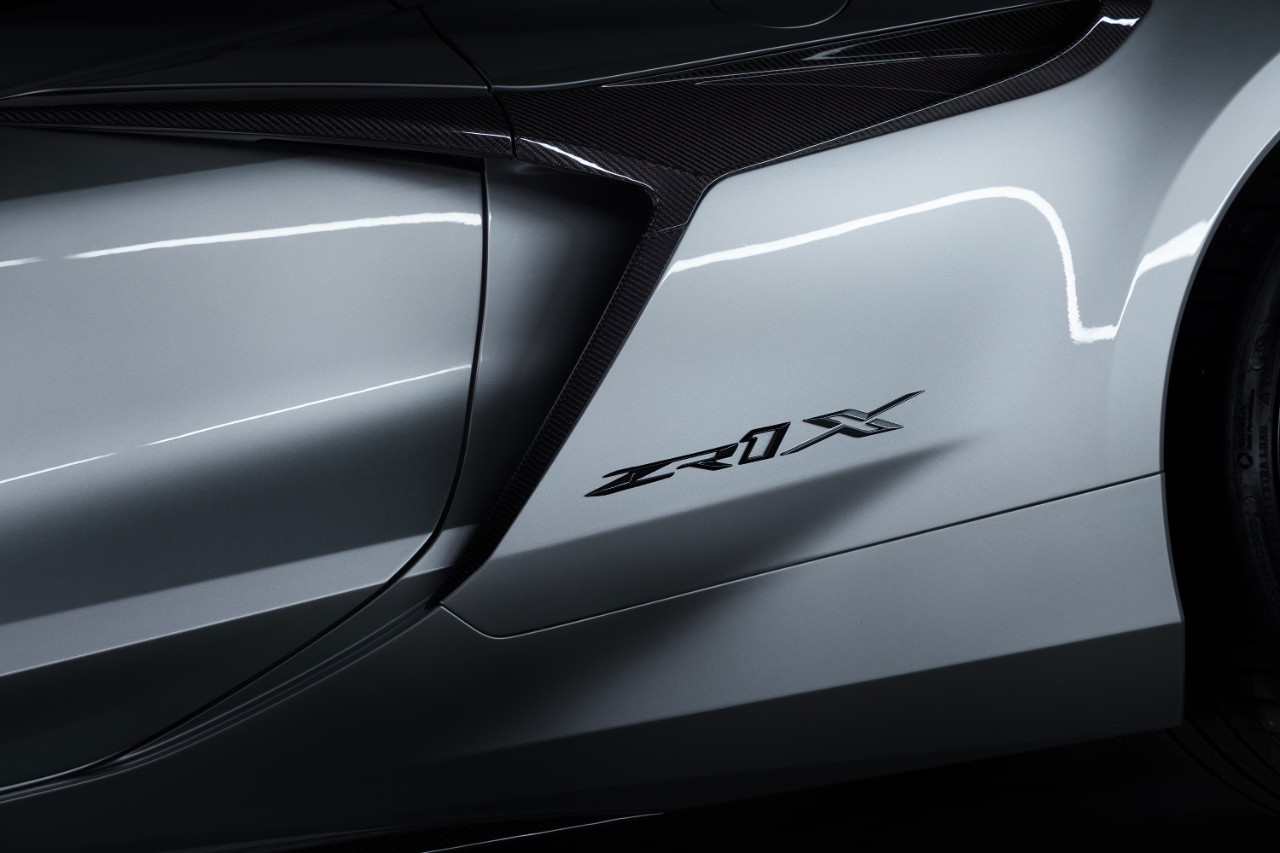 Corvette ZR1X badge on 2026 Corvette ZR1X in Blade Silver Metallic